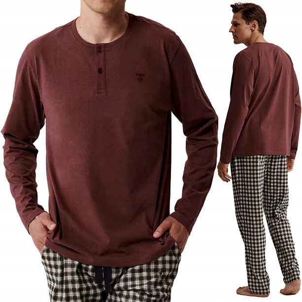 Pánské bavlněné pyžamo Komplet Bluza Kalhoty Atlantic NMP-394 XL