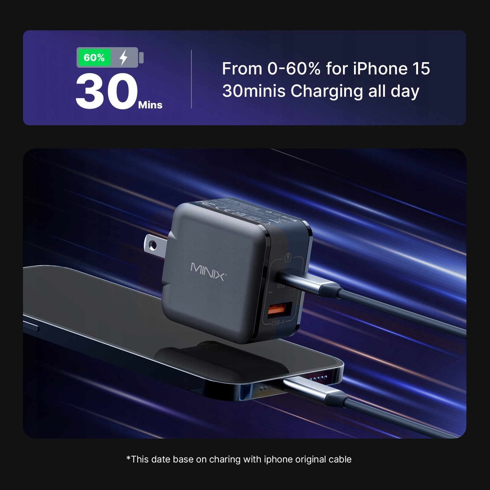 MINIX NEO P1 Mini 33W GaN Ładowarka USB-C i USB-A — miniatura 4