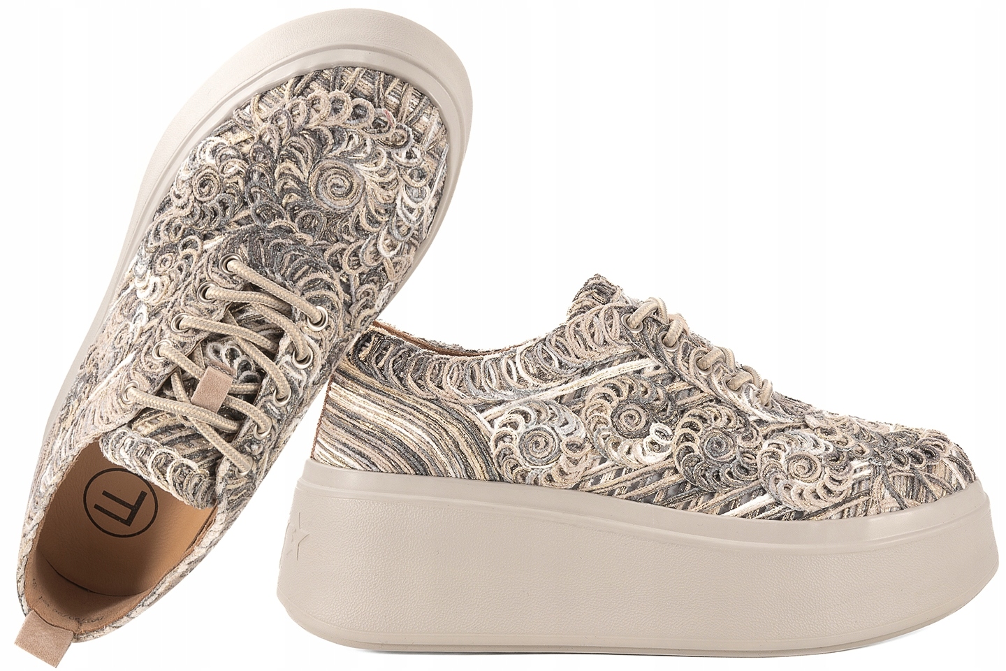 Filippo DP7799 Ażurowe Tekstylne Półbuty Damskie Sneakersy Na Platformie 37