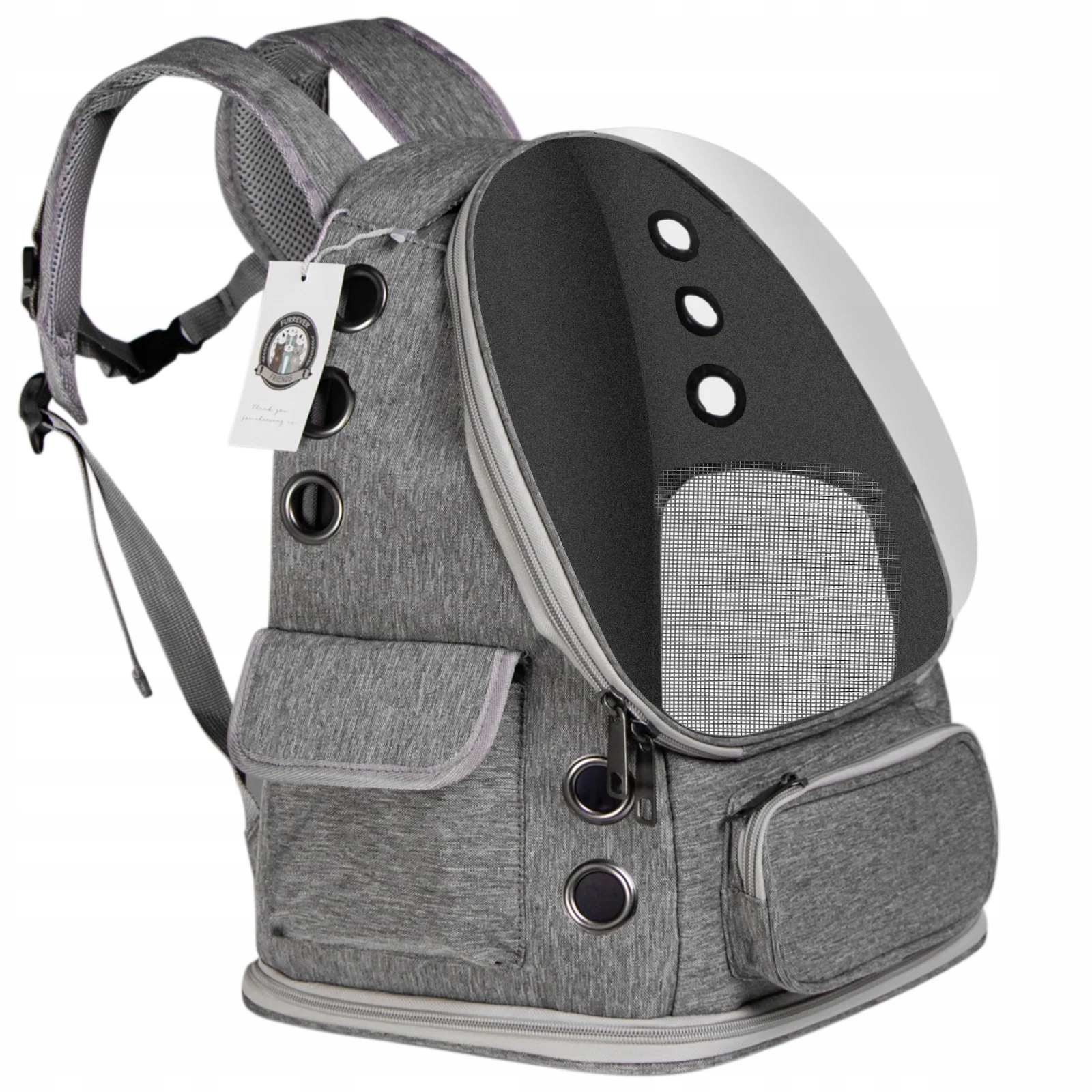 Levně Batoh Přepravka Pro Kočky Psa Přepravní Taška Pro Zvířata Šedá