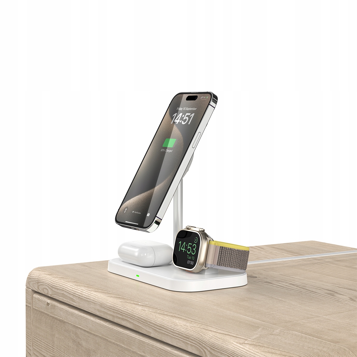 ŁADOWARKA INDUKCYJNA Qi DO MAGSAFE NA IPHONE 12 13 14 15 / AIRPODS / WATCH Złącza USB typ C