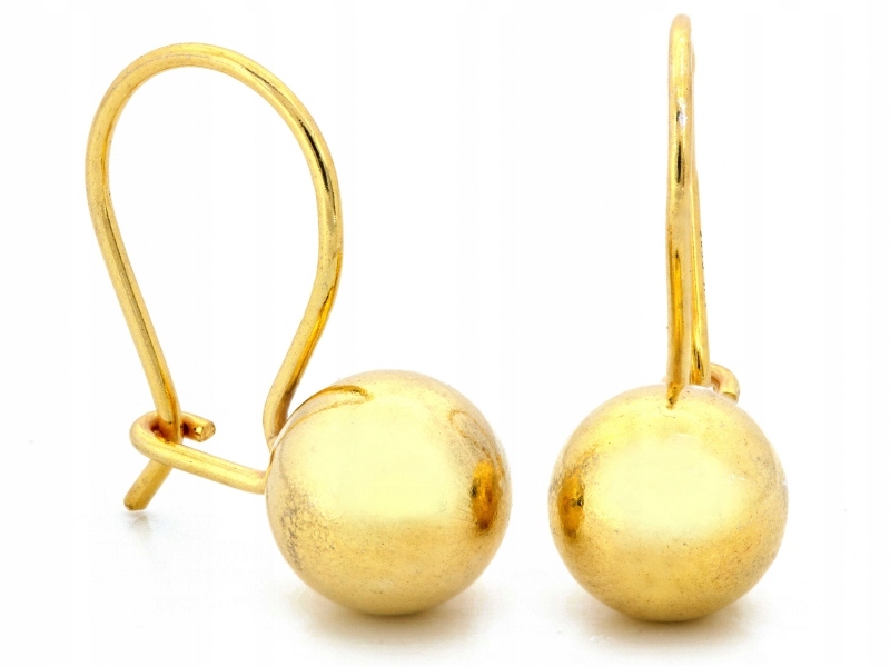 Stříbrné náušnice 925 pozlacené na biglu s kuličkou, nadčasový elegantní vzor