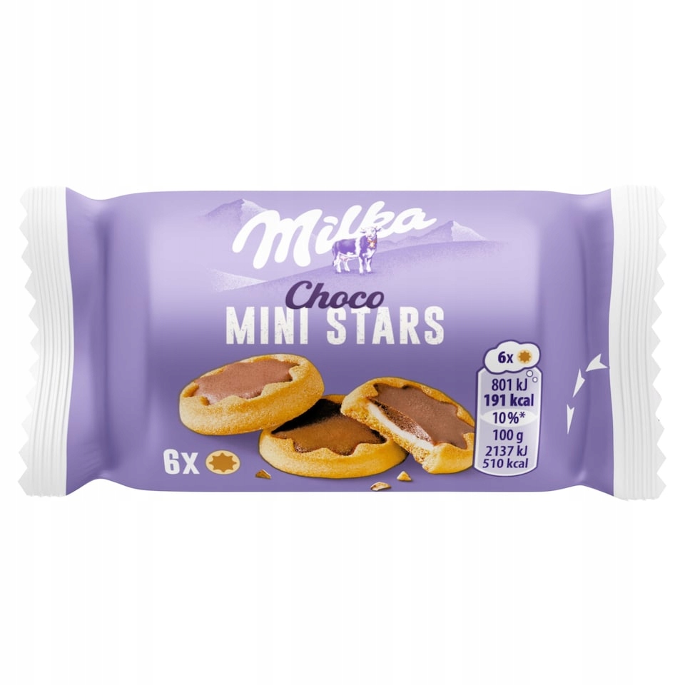 Levně Sušenky Milka Choco Mini Stars Čokoládové Hvězdičky s Krémem 37,5g