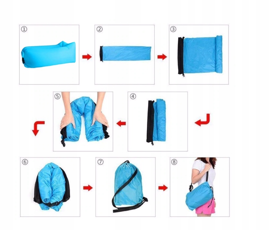 NADMUCHWIANA SOFA LAZY BAG AIR LEŻAK ROZKŁADANY MATERAC NA POWIETRZE XL Kolor dominujący odcienie niebieskiego