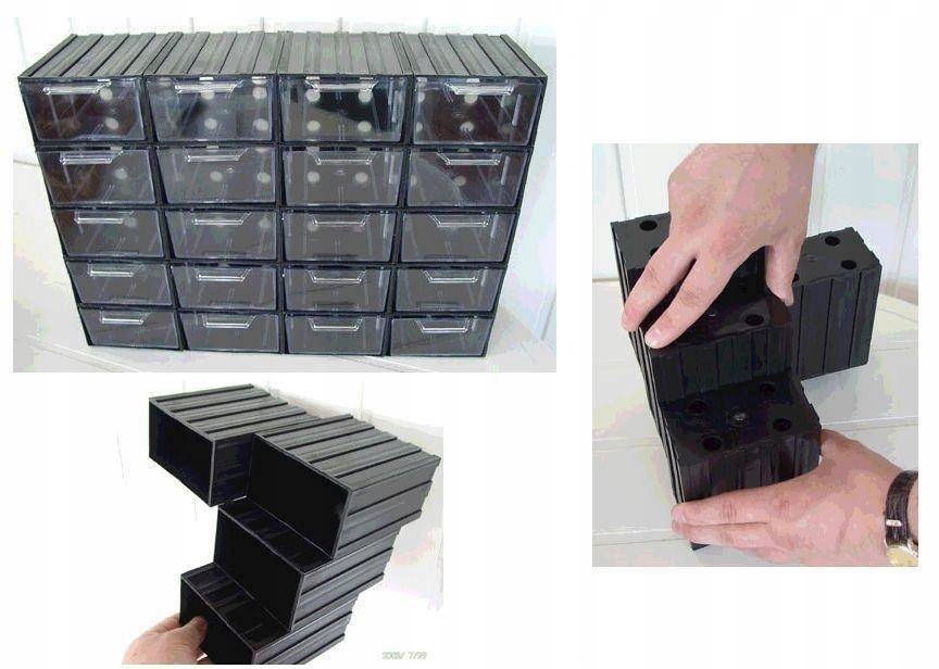 Magazynek szufladkowy modułowy, 20 szufladek Konger PP2020 Liczba pojemników w zestawie 20