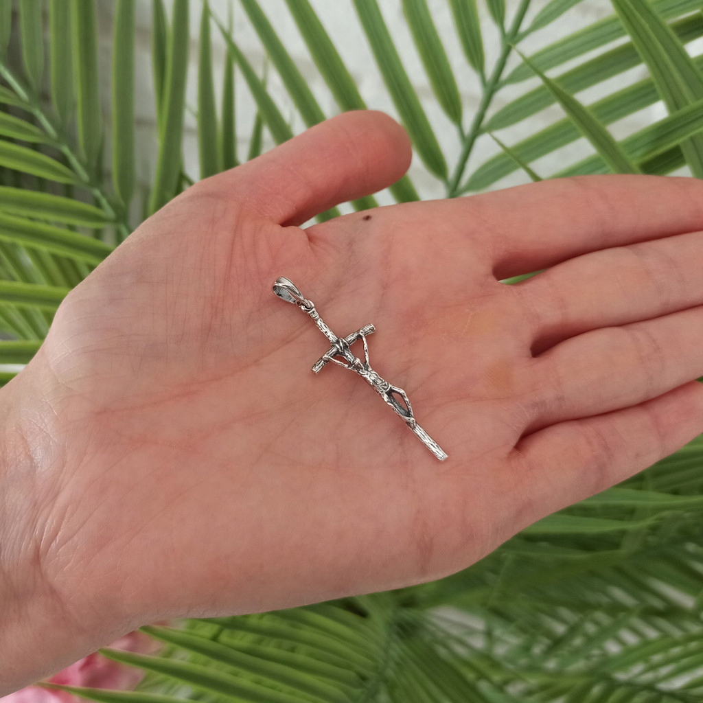 Krzyżyk srebrny papieski z wizerunkiem srebro 925 Płeć mężczyzna