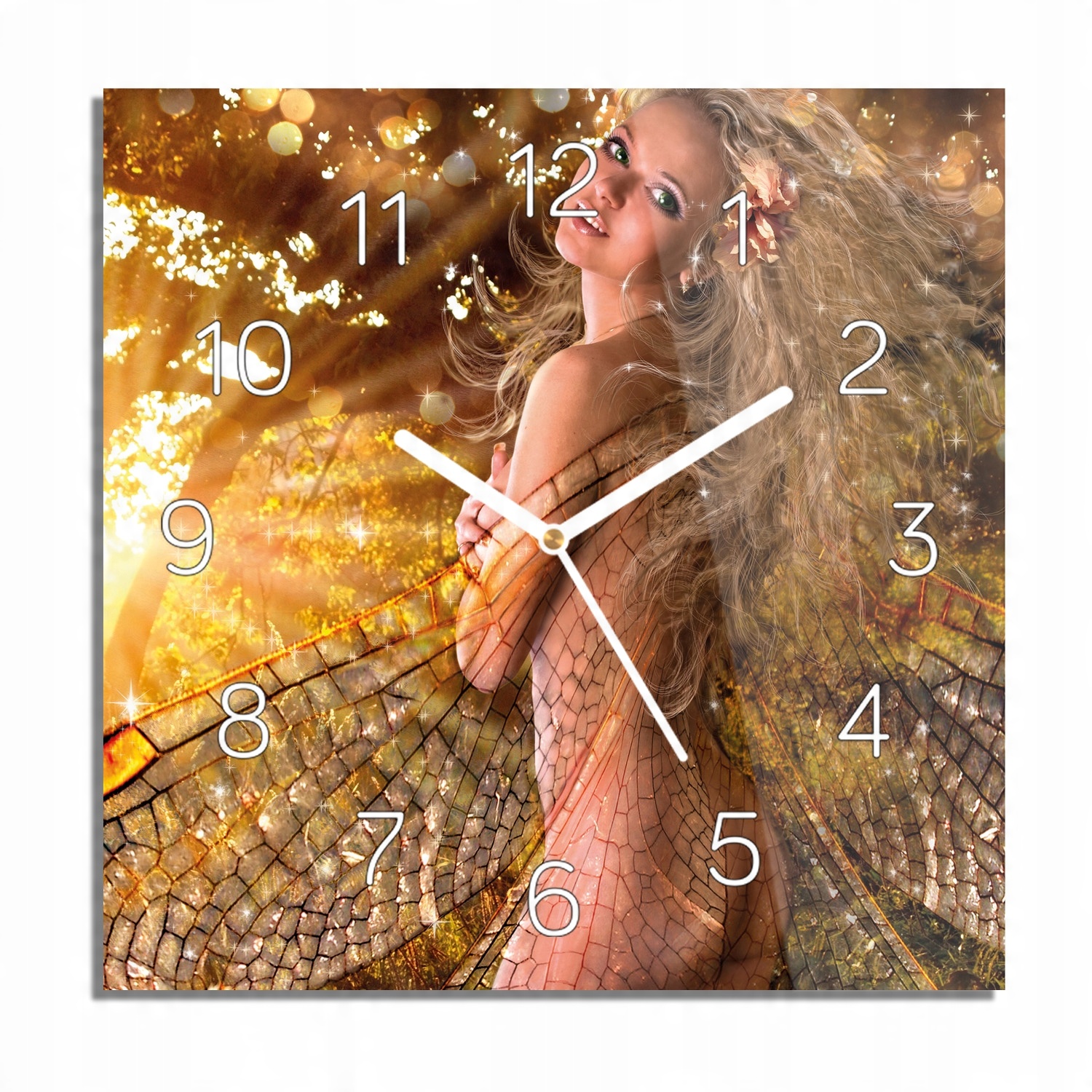 

Wróżka elf magia zegar szklany do salonu 30x30
