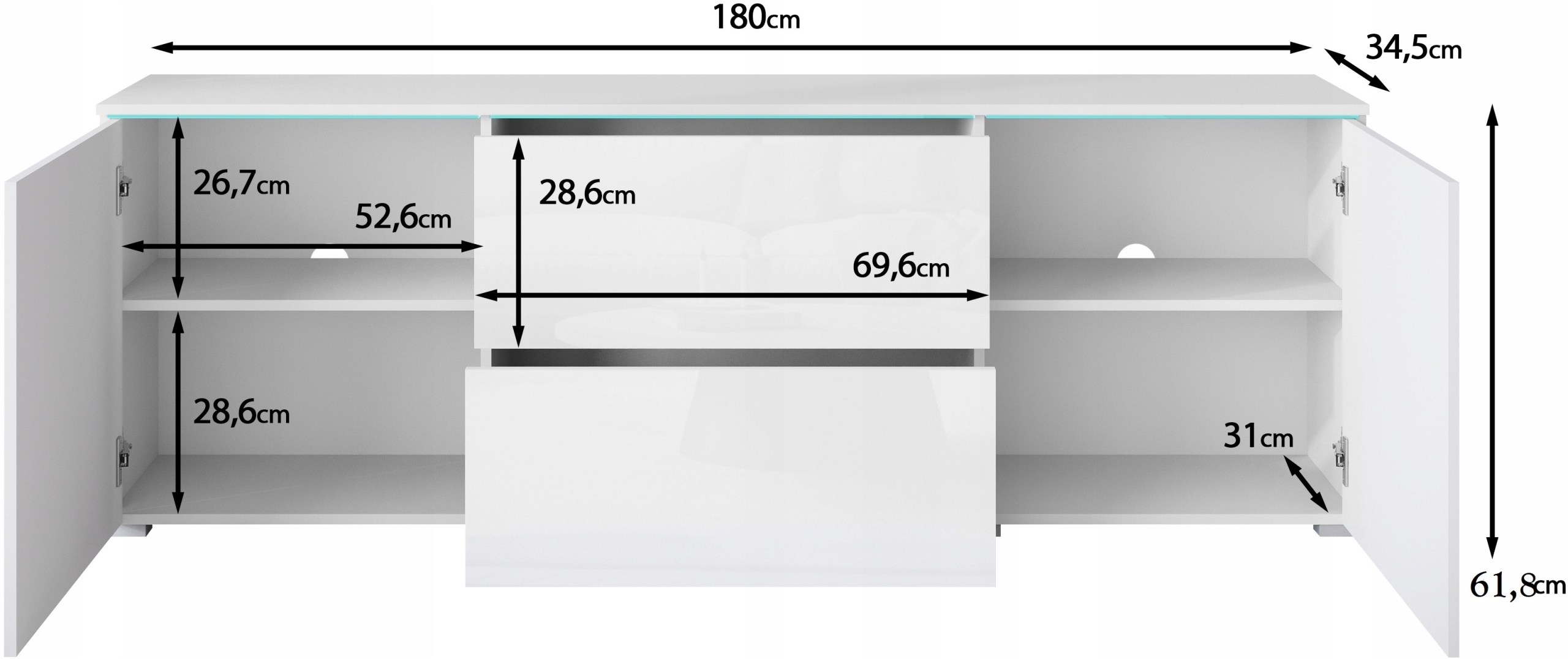 Szafka RTV VERA 181 Dąb Wotan Szerokość mebla 180 cm