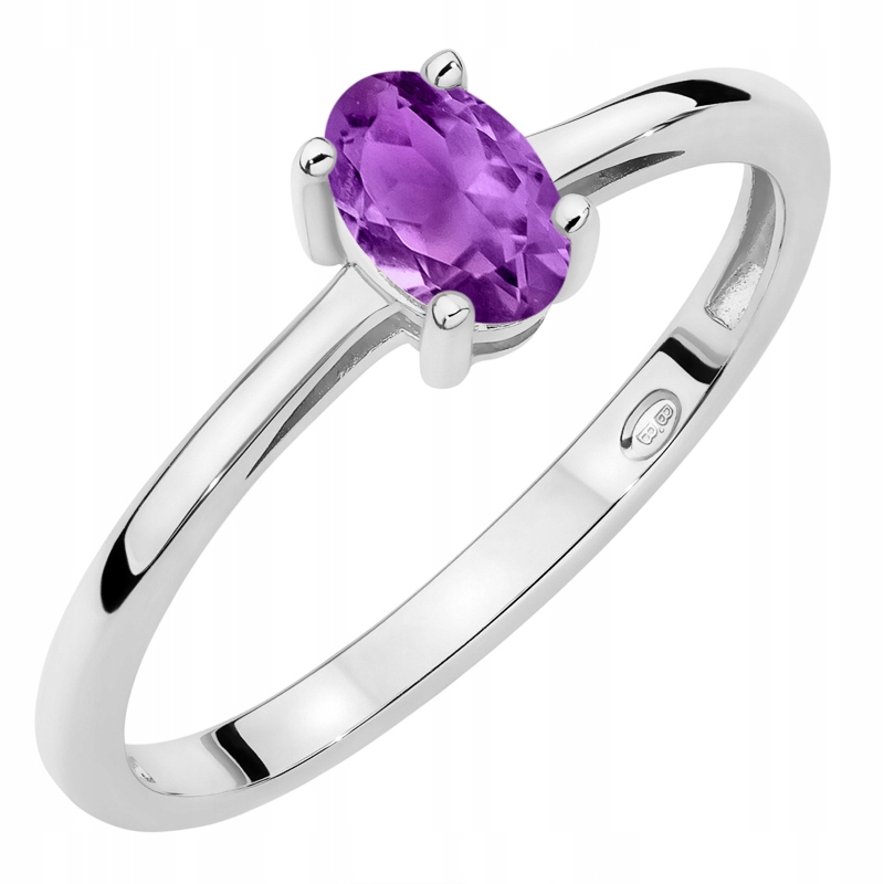 Zlatý Prstýnek ryzosti 585 s oválným ametystem 0.40 ct 14k