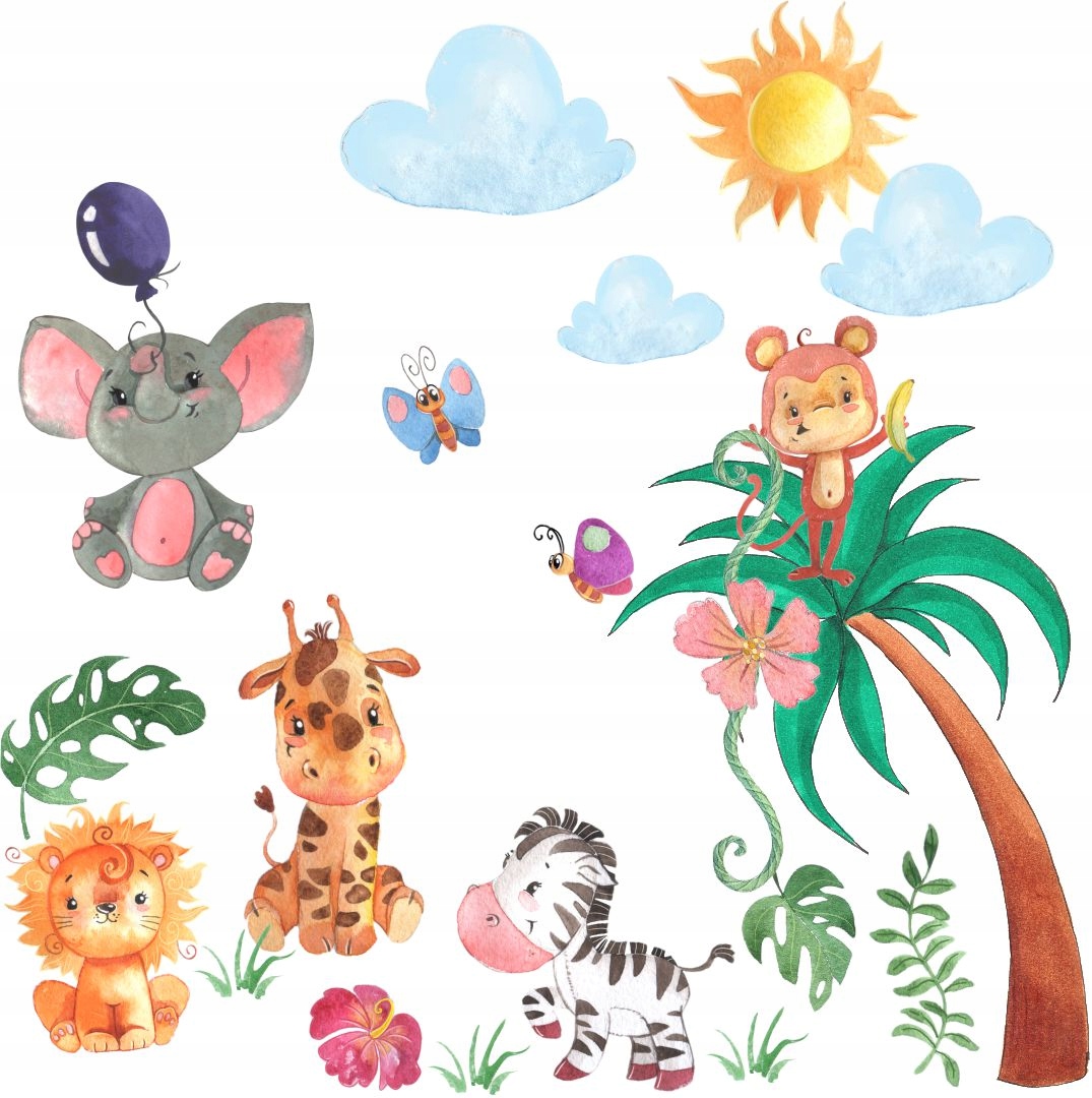 NAKLEJKI NA ŚCIANĘ SAFARI ZWIERZĄTKA 180CMX100CM