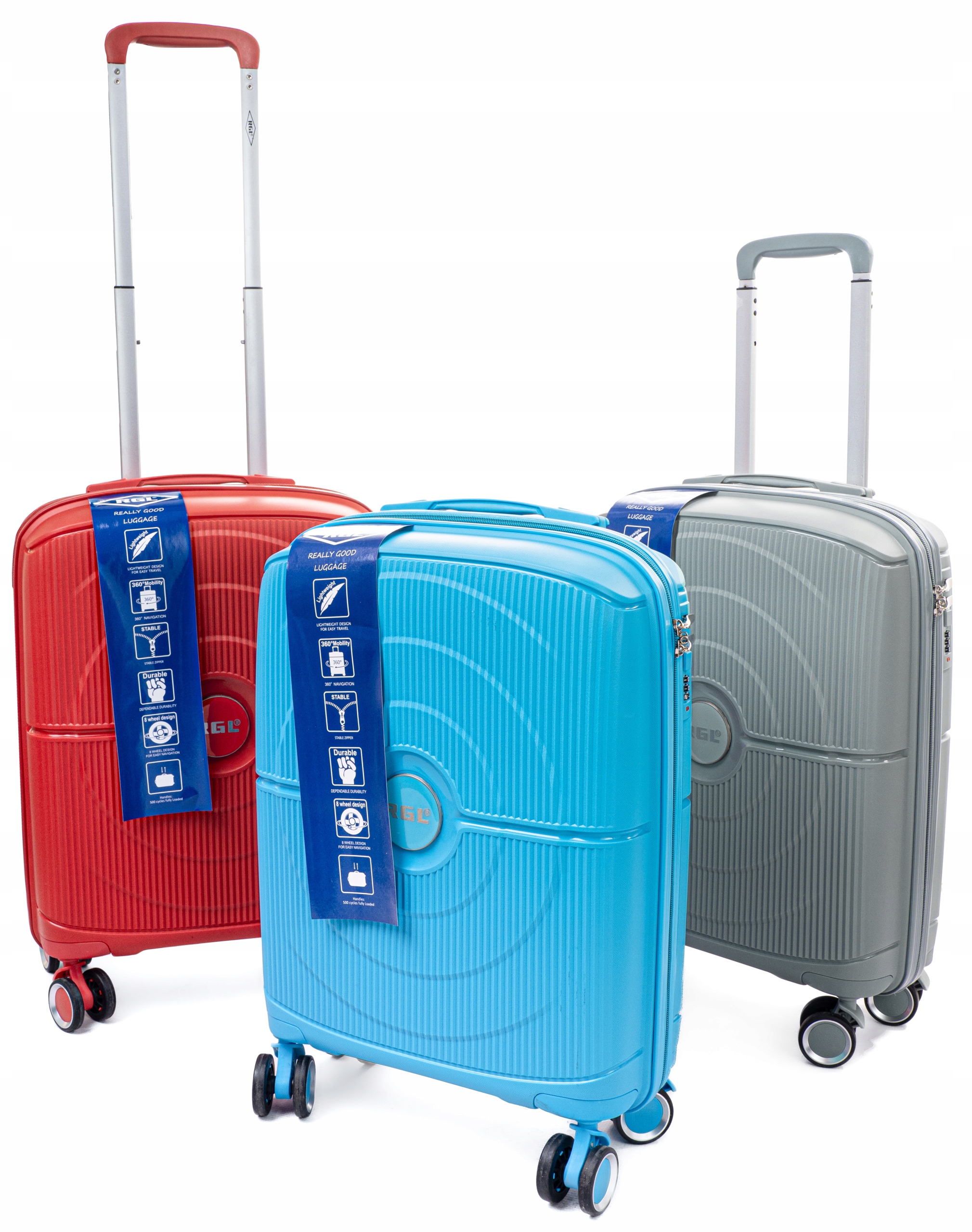 MAŁA WALIZKA KABINOWA PODRÓŻNA L RGL POLIPROPYLEN PODWÓJNE KÓŁKA OBROTOWE Marka RGL