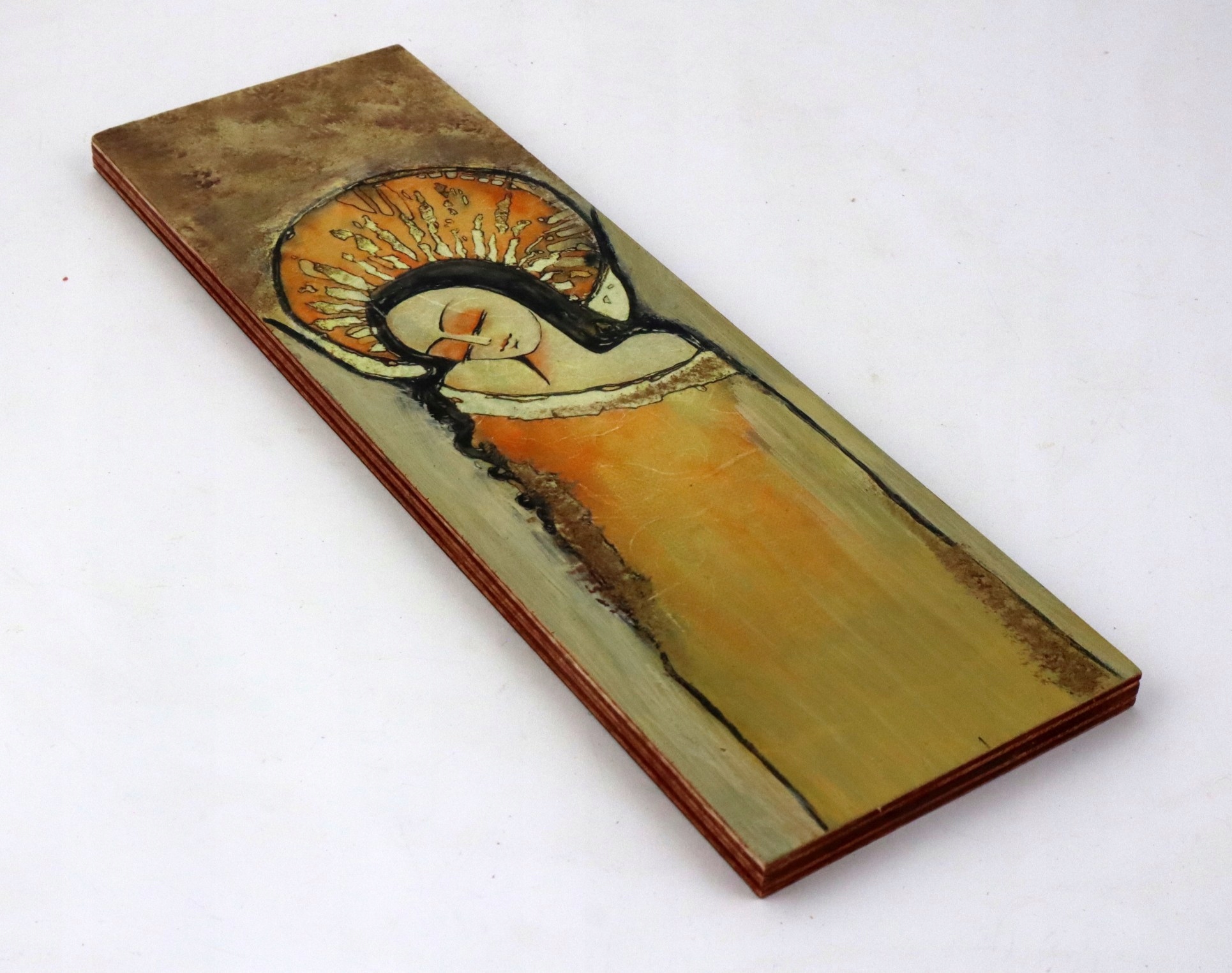 Anděl na desce Ručně vyrobený obraz. Jedinečná dekorace.