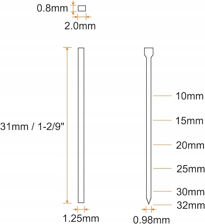 Gwoździe galwanizowane do pistoletu pneumatycznego 31mm 18GA 20000szt Marka inna