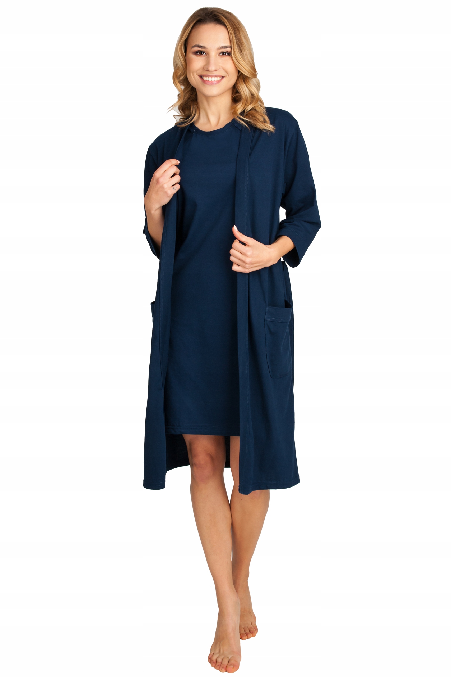 KOSZULA DO KARMIENIA SZLAFROK CIĄŻOWY KOMPLET Rozmiar M