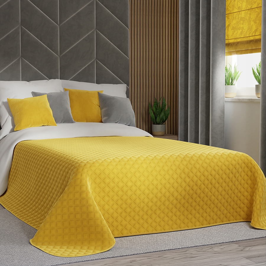 Dekorativní přehoz oboustranný 220x240 žlutý