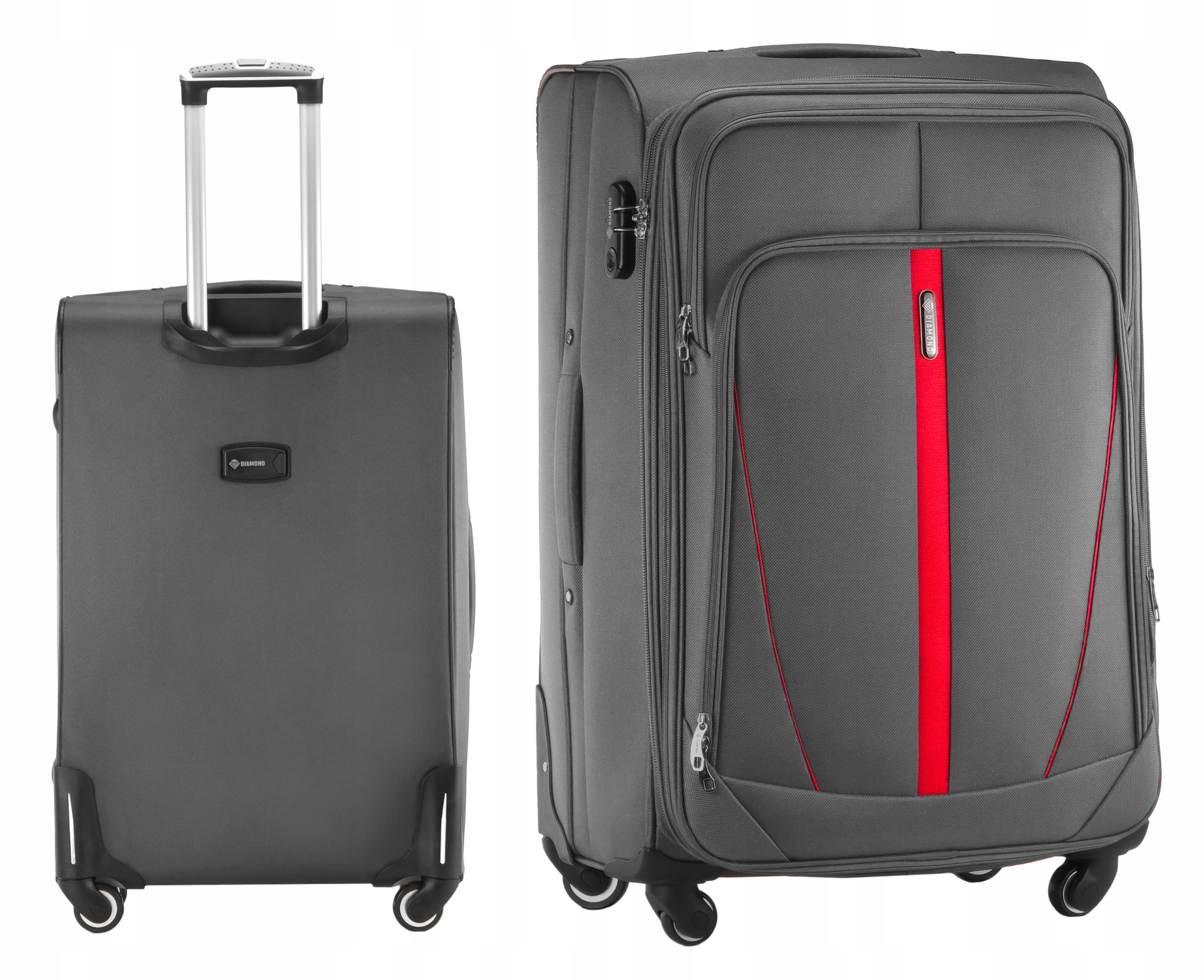Velký Kufr Na Kolečkách Cestovní Zavazadlo Diamond Šedý Měkký XL 28" C330