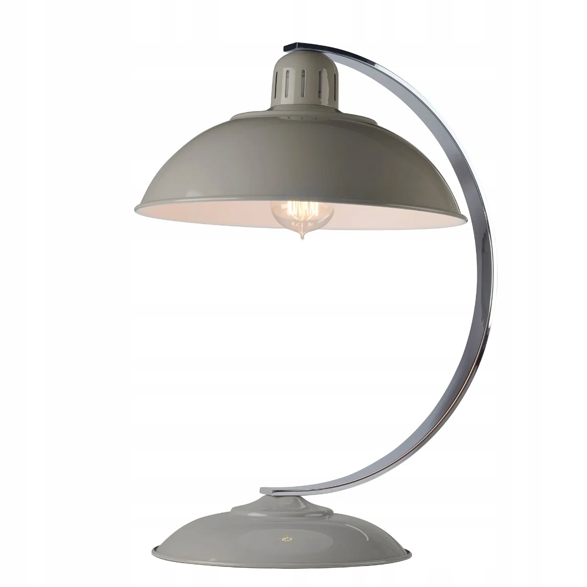 Stolová nočná stolová lampa retro šedá chróm okrúhla 46 cm Elstead