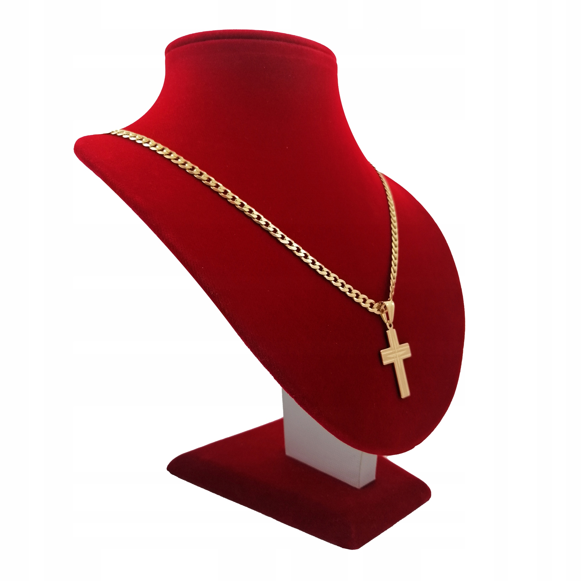 ZŁOTY ŁAŃCUSZEK Z KRZYŻYKIEM NA KOMUNIĘ pr.925+585 Długość całkowita 60 cm