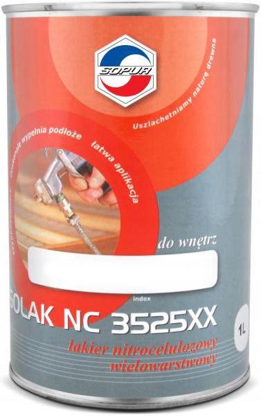 Lakier nawierzchniowy bezbarwny do drewna Sopur Solak Nc półmat 5L