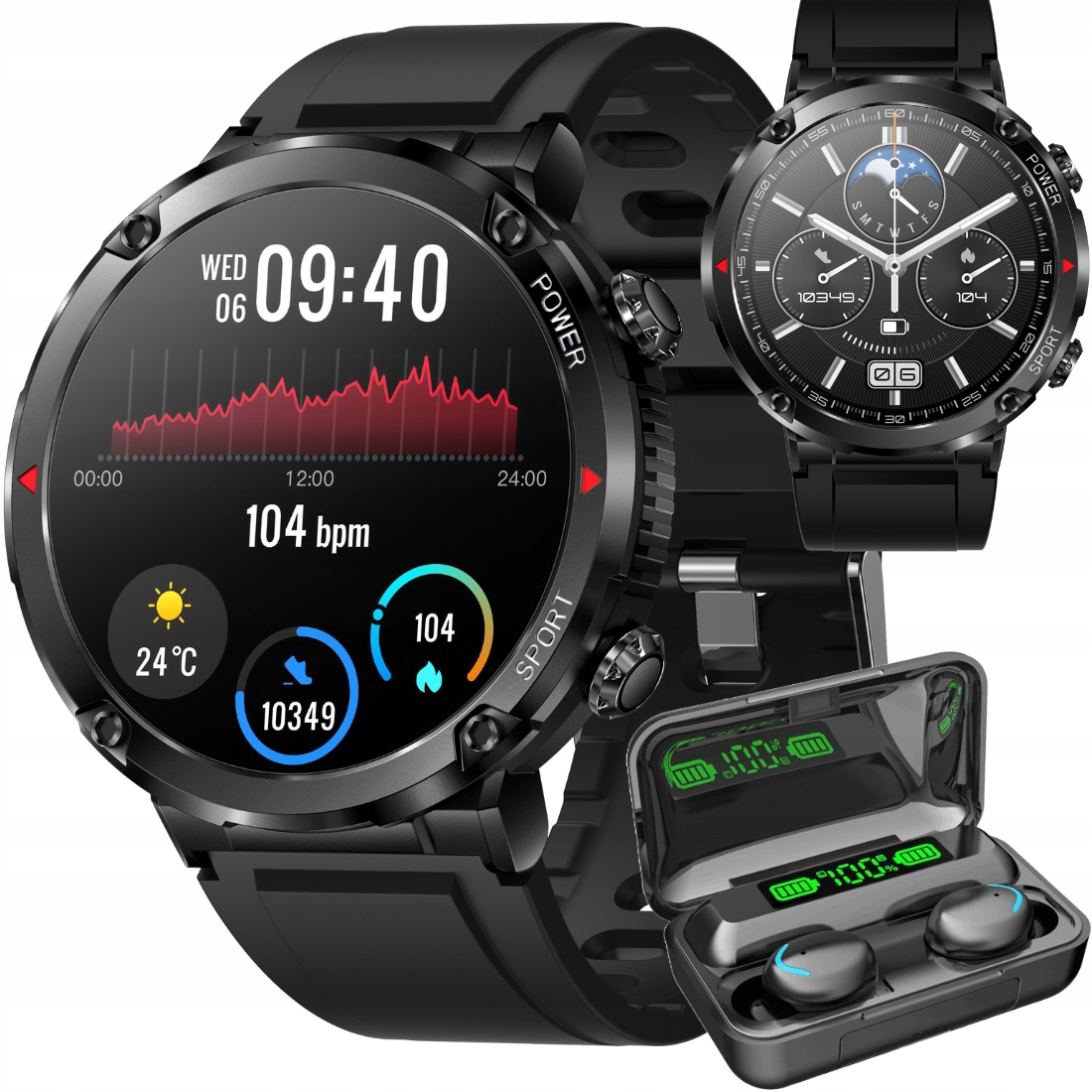 Smartwatch Pánske Hodinky Rozhovory Tepová Frekvencia Tlak Saturácia Šport Hudba Pl