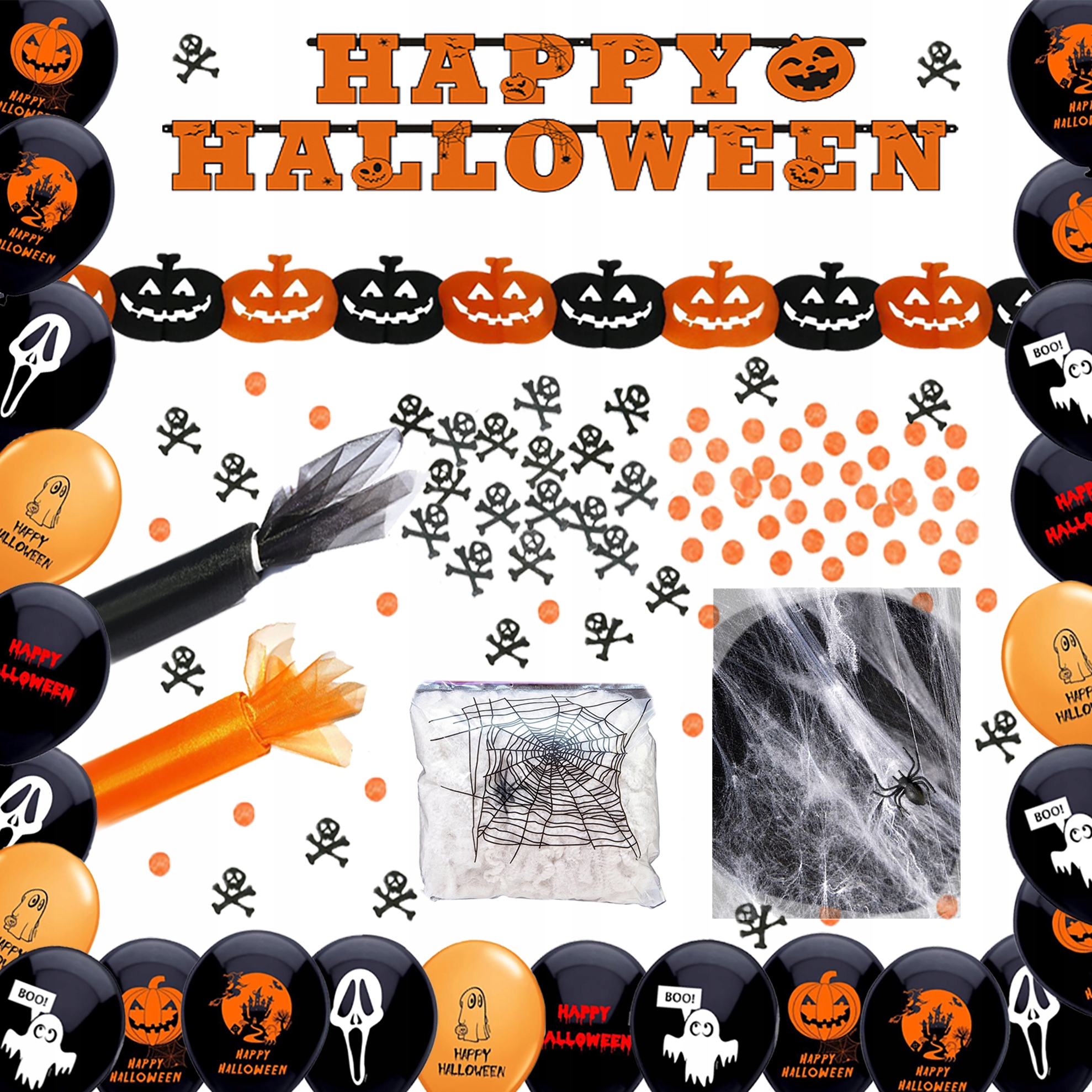

Zestaw Halloween Balony Baner Organza Konfetti
