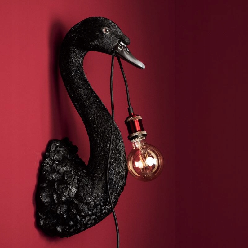 Lampa ścienna kinkiet ptak czarna do salonu dekoracja łabędź