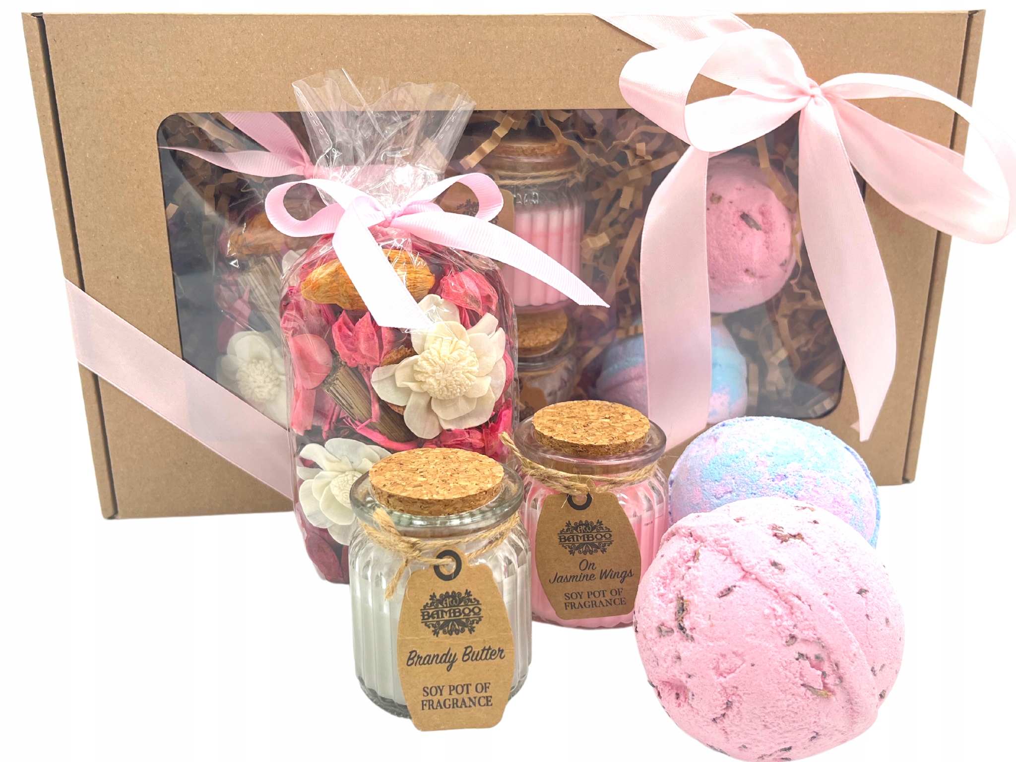 

Kosz prezentowy w pudełku Kule Do Kąpieli Świeczki