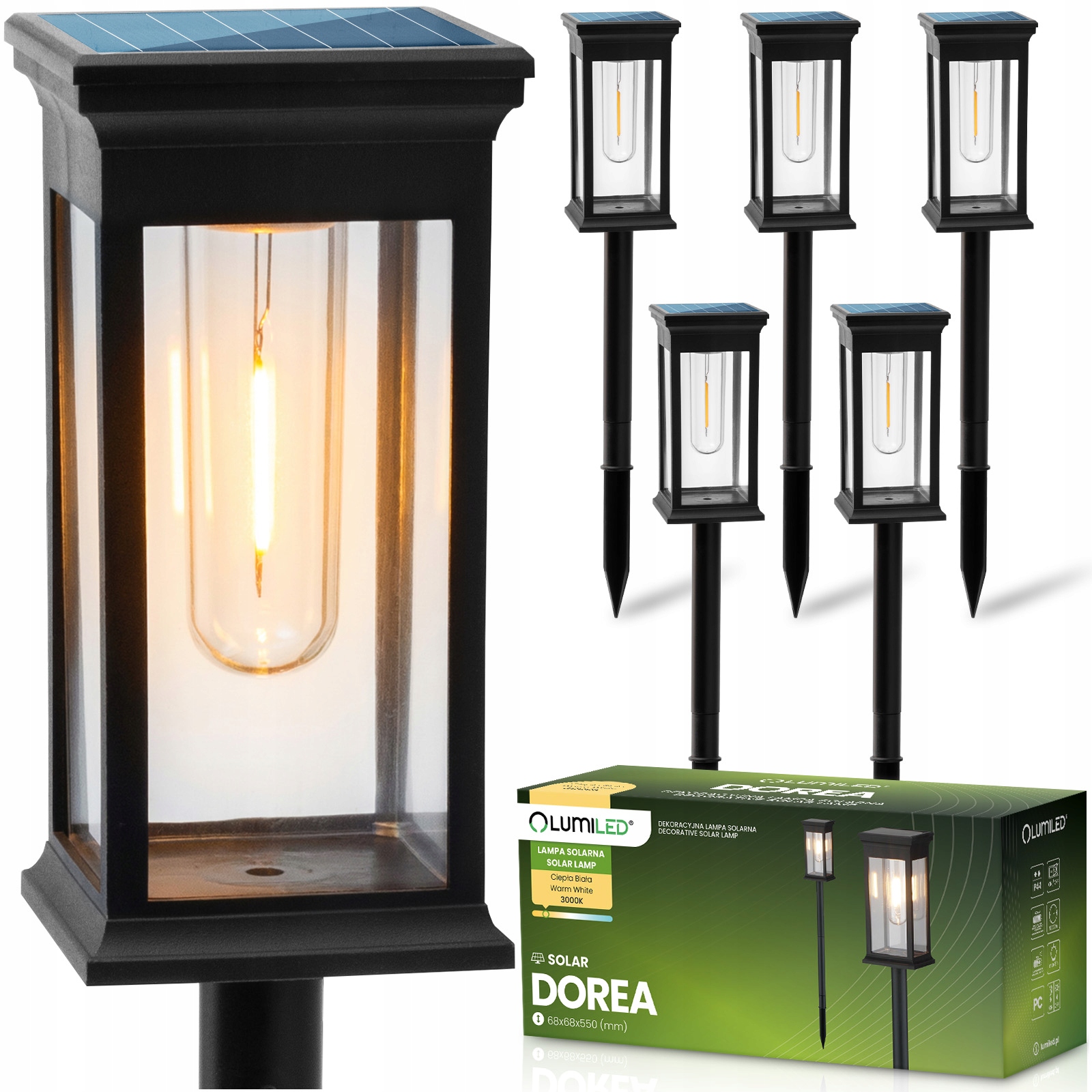 6 x Solární Lampa Led Zahradní Venkovní Zapichovací IP44 Ozdobná lampa Sloupek