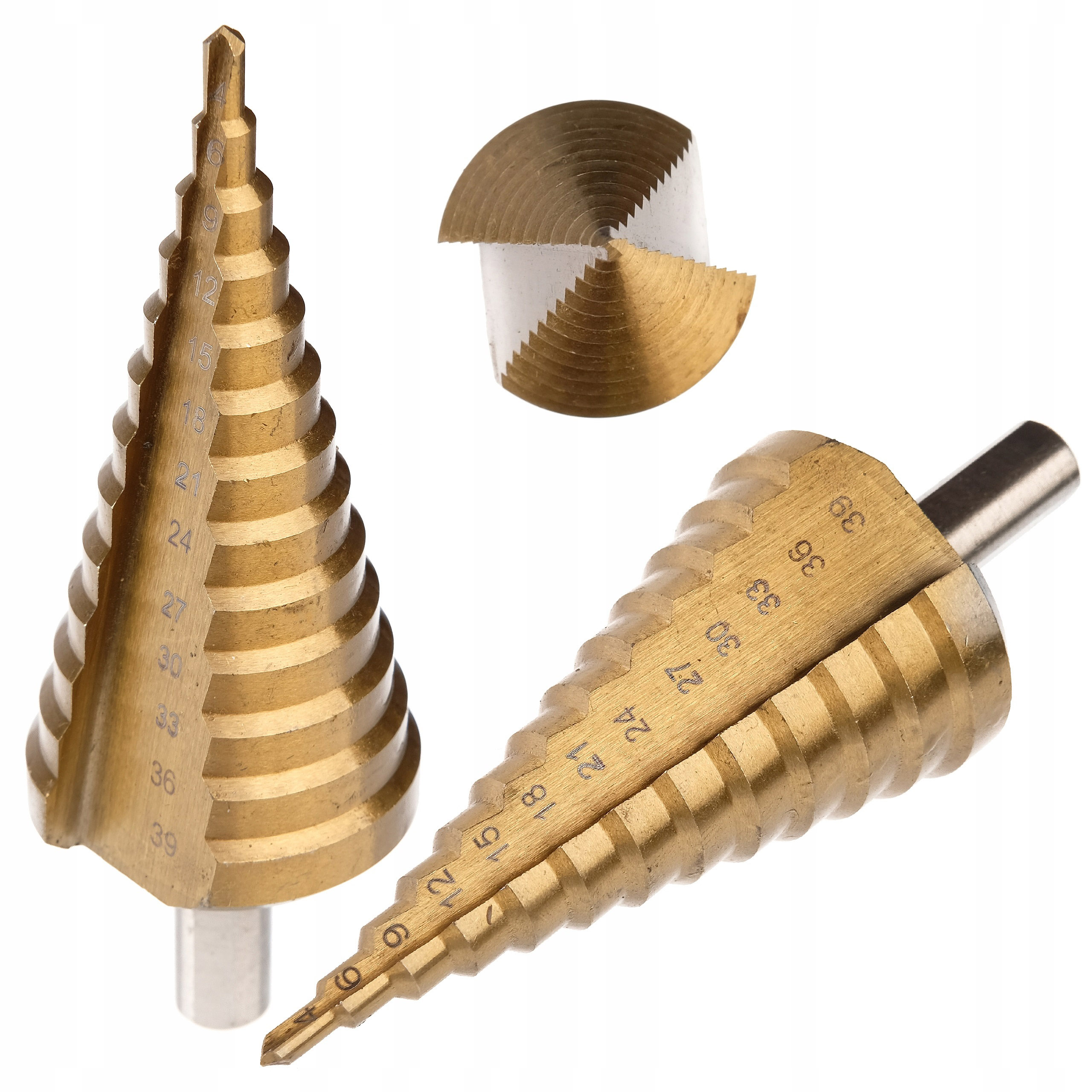 WIERTŁO STOŻKOWE STOPNIOWE STOPNIOWANE CHOINKOWE HSS TYTAN 4-39 MM WIERTŁA