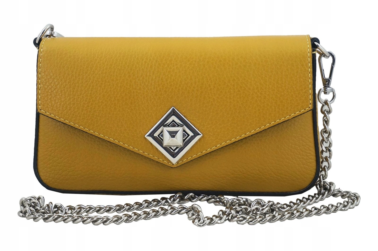 Malá dámská kabelka z přírodní kůže žlutá tmavá