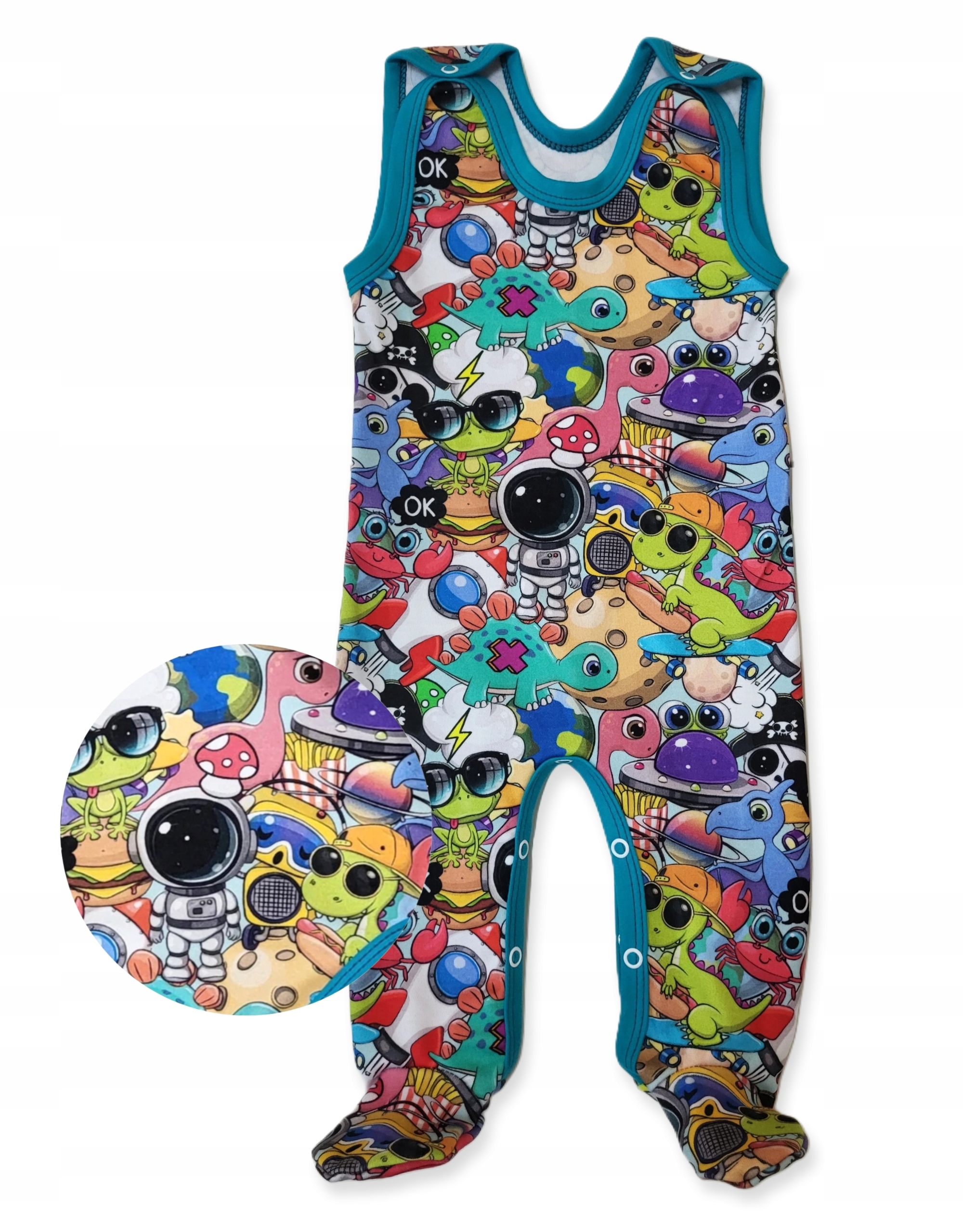 ŚPIOCHY śpioszki ROZPINANE 62 PIŻAMKA niemowlęca PAJAC b/r KOLOROWE