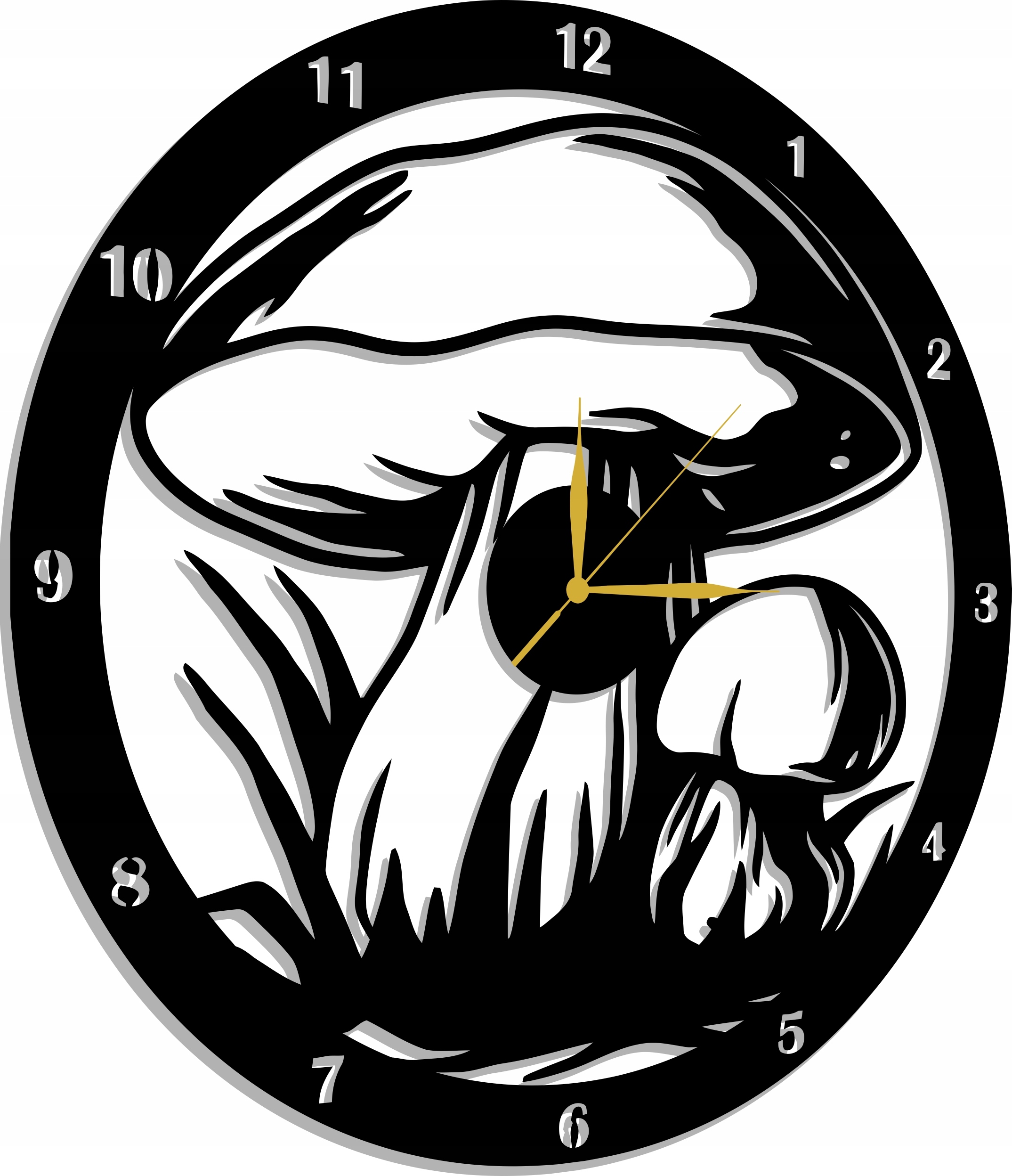 Hodiny Pro Houbaře Houby Les Dárek 80 CM 3D