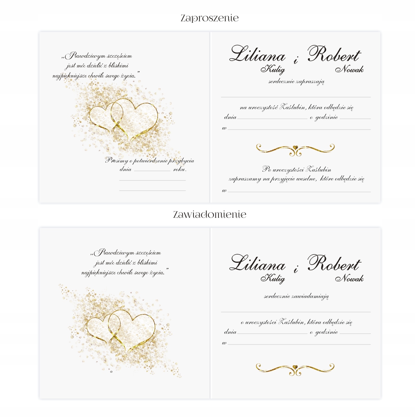 ZAPROSZENIA ŚLUBNE NA ŚLUB SERCA KWIATY GLAMOUR "G" Szerokość produktu 13.5 cm
