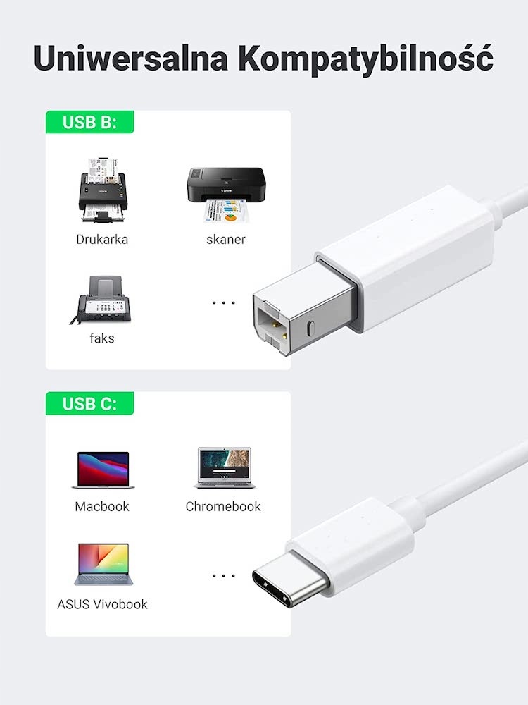 Kabel USB-C - USB-B USB 2.0 drukarka dysk skaner HD 3m Marka Lanberg