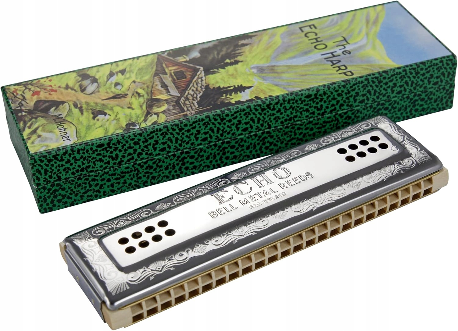 Harmonijka tremolo ustna Echo C/g 56/96 Dwustronna srebrna