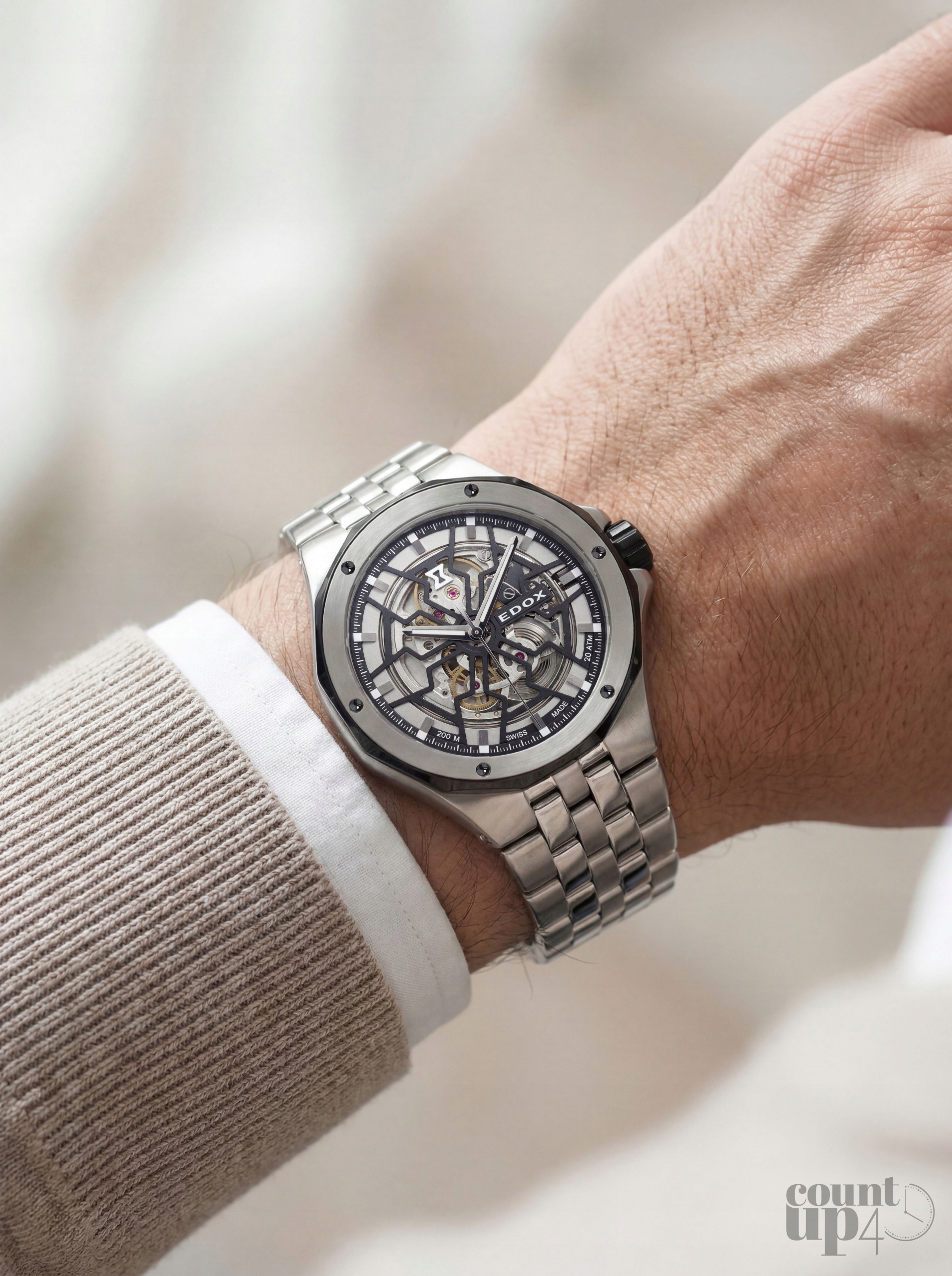 Hodinky Edox Delfin Mecano Skeleton 85303-3NM-NBG 43 mm 20ATM