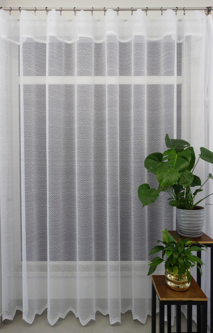 Mg Záclona síťová síť Zygzak 41002 Bílá 400x160 cm hotová s páskou M