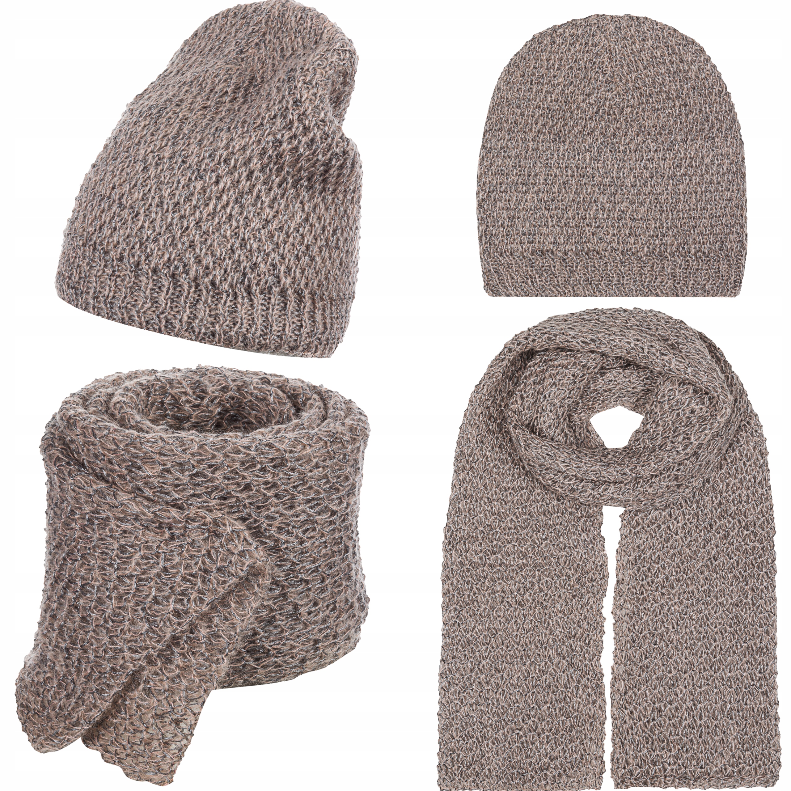 Šála Čepice Beanie Dámský Komplet Dámská 30% Mohér Světle Růžová