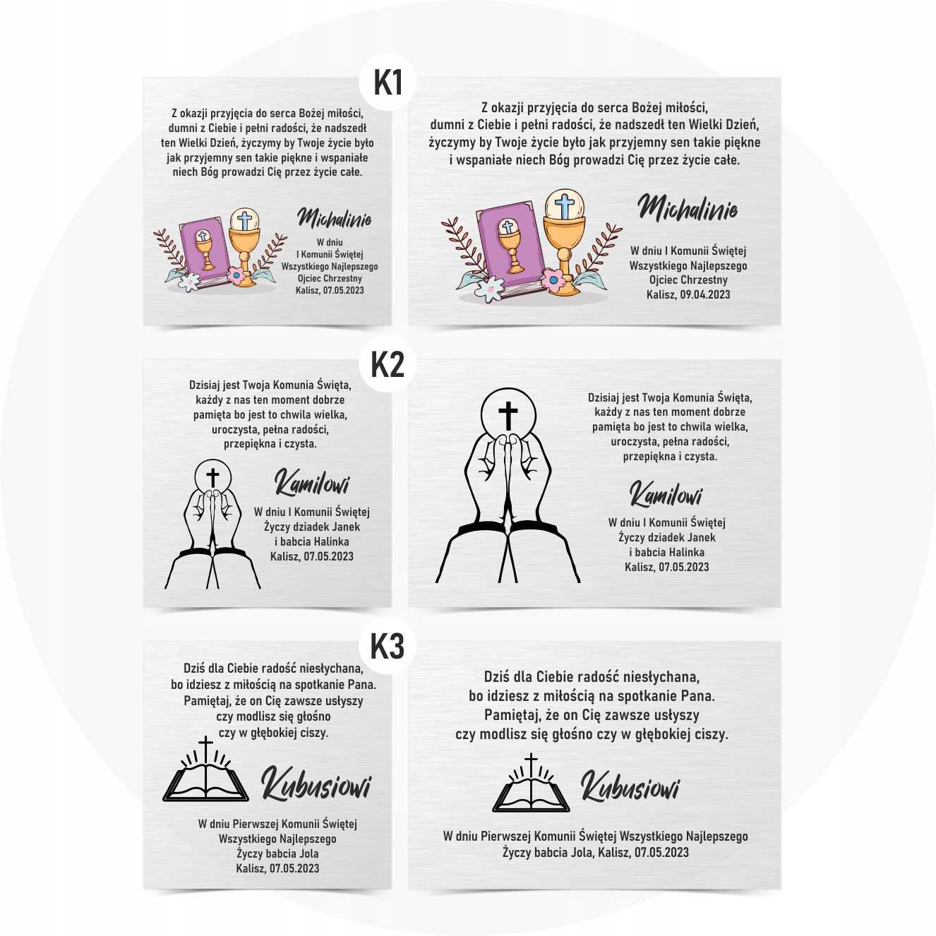 SREBRNY OBRAZEK PREZENT PAMIĄTKA I KOMUNI ŚWIĘTEJ - Grawer DEDYKACJA GRATIS Szerokość produktu 16 cm