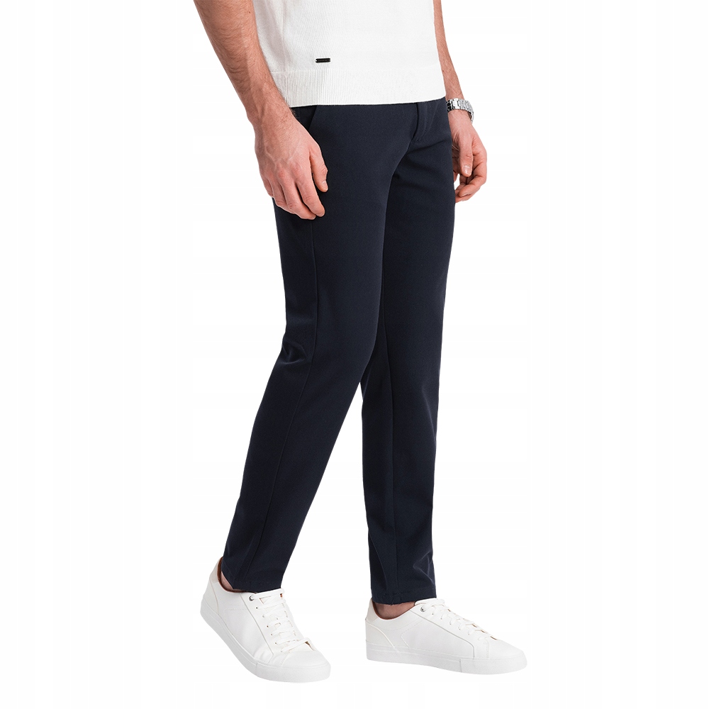 Pánské elegantní chino kalhoty klasického střih tmavě modré V3 OM-PACP-0191 L