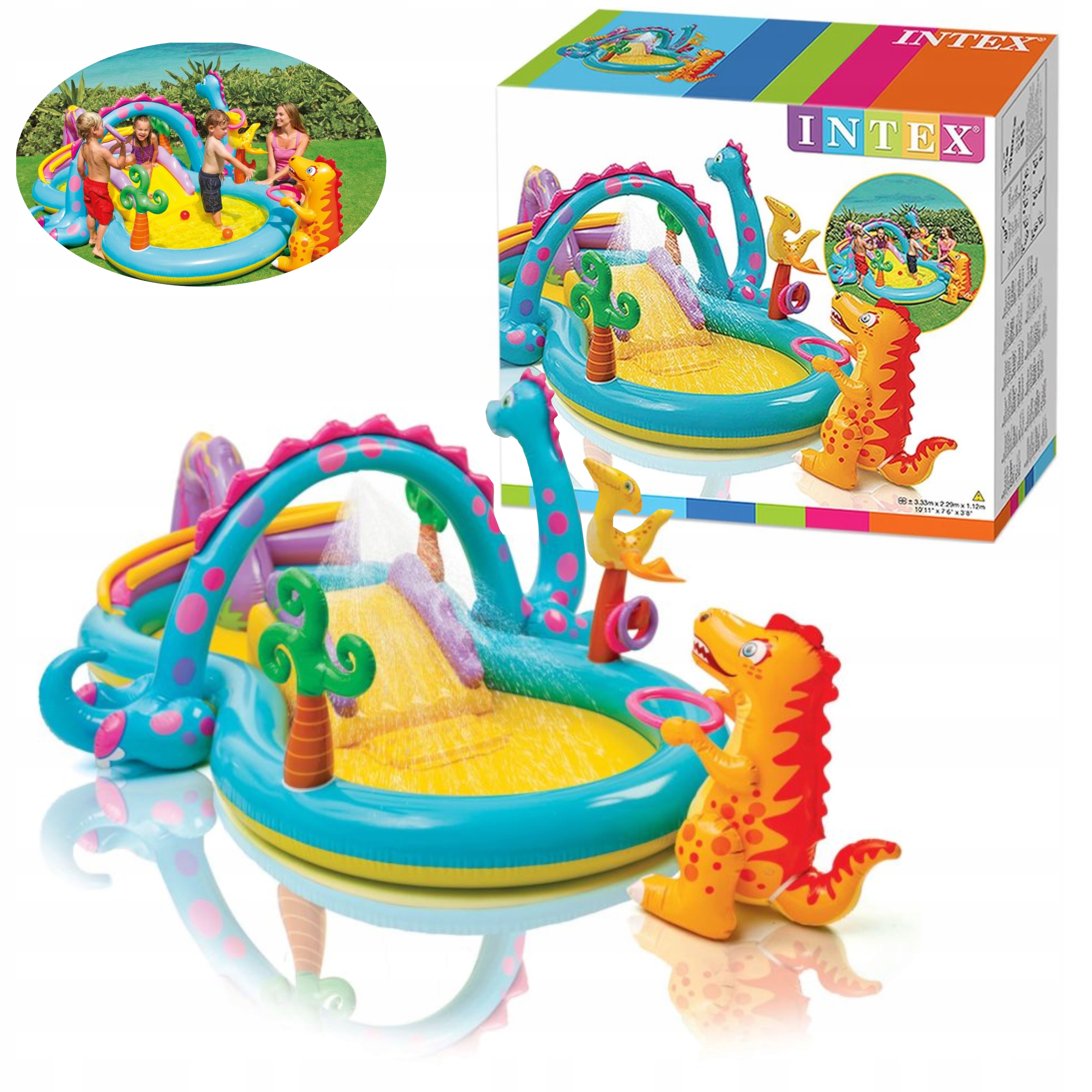 Intex 57135NP dmuchany wodny plac zabaw dla dzieci Dinoland 302x229x112 cm