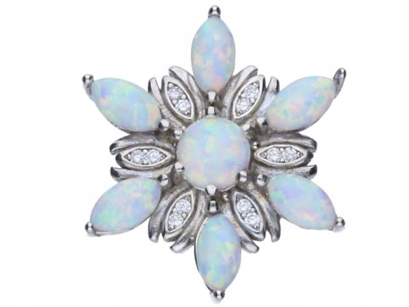 Stříbrný přívěsek 925 sněhová vločka s opálem, elegantní vzor jako dárek