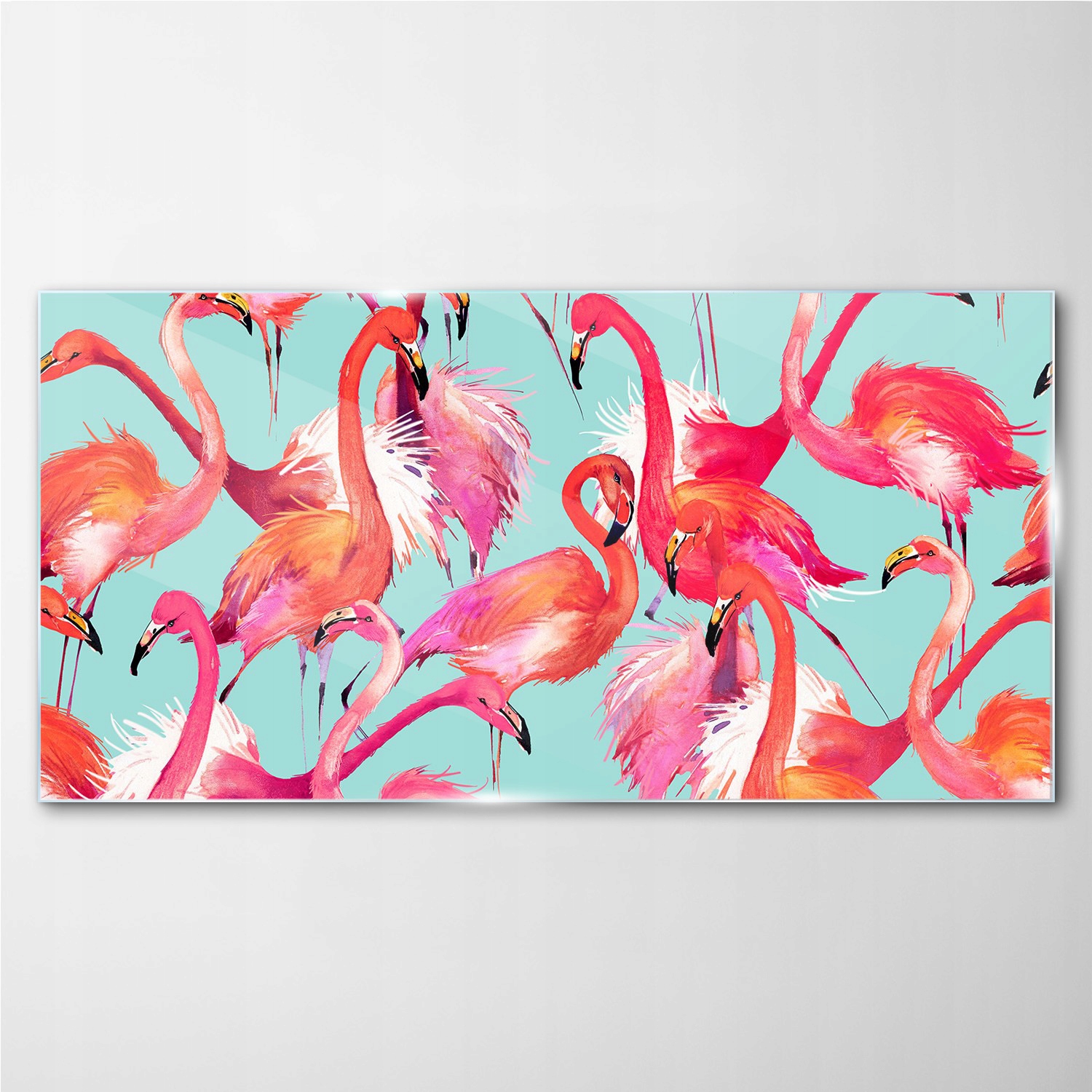 

Foto obraz szklany z nadrukiem Flamingi 100x50 cm