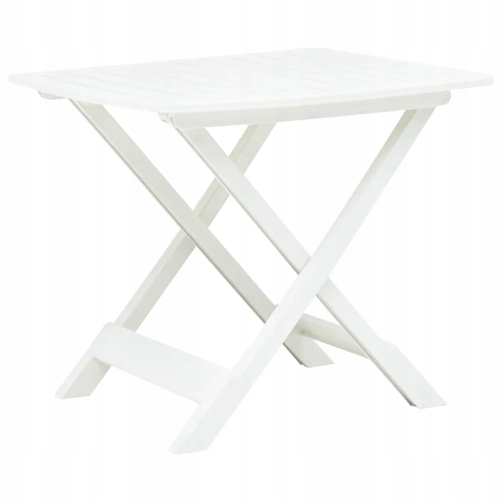 Skládací zahradní stůl z plastu, lamelová deska, bílá, 79x72x70 cm