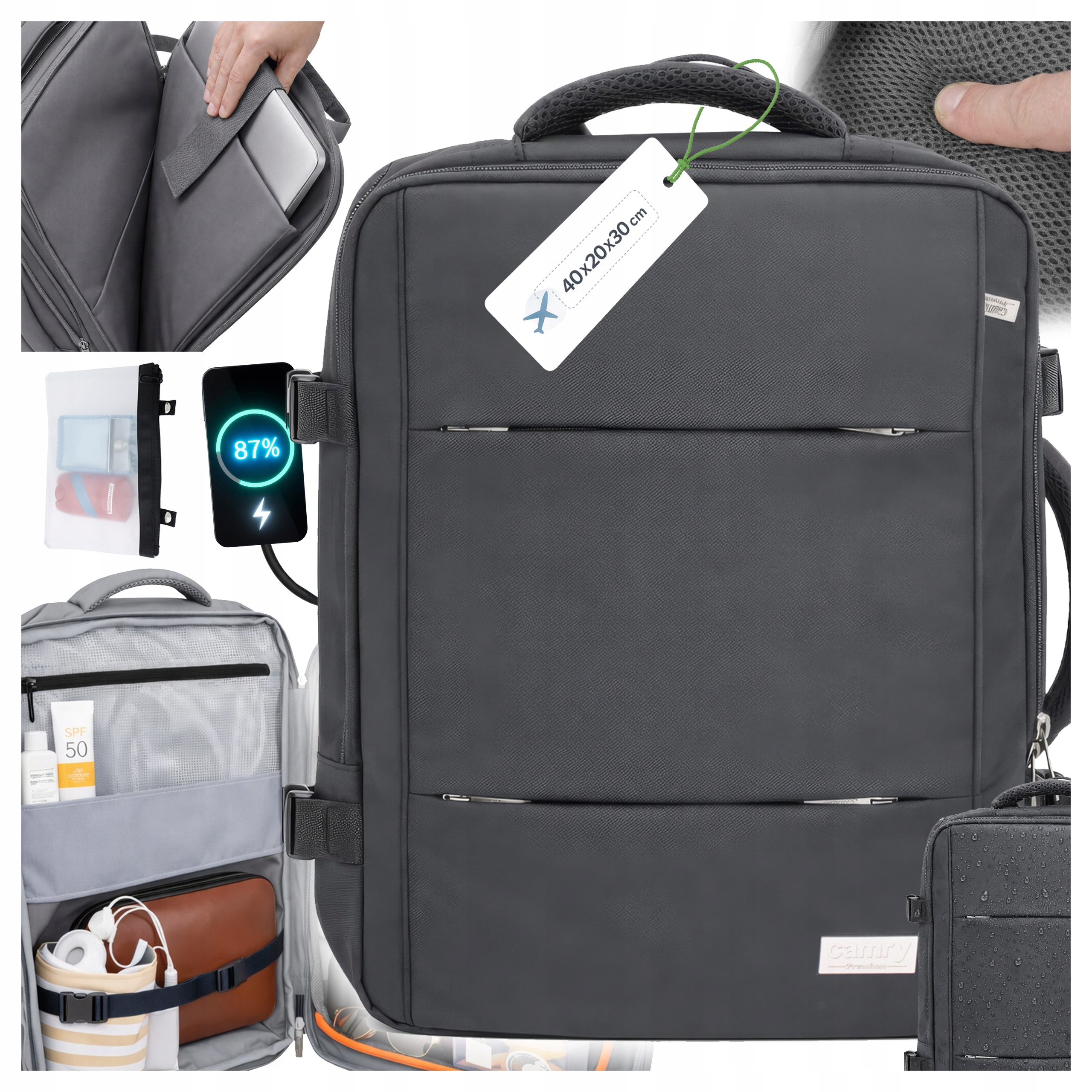 Plecak do Samolotu Bagaż Podręczny Ryanair Torba Podróżna Wizzair 40x30x20