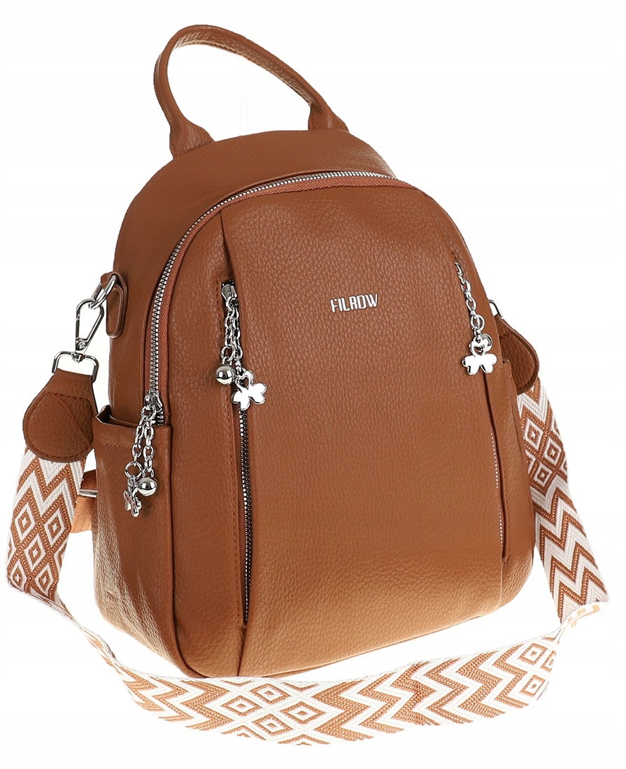 Torebka Damska Modny Plecak Teczka Miejska Shoper Ramię 0976 Brown