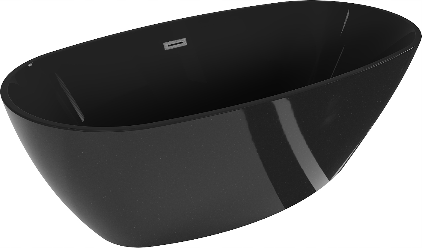 Mexen Eris volně stojící vana 170 x 80 cm, černá, odtok gun gray kartáčovan