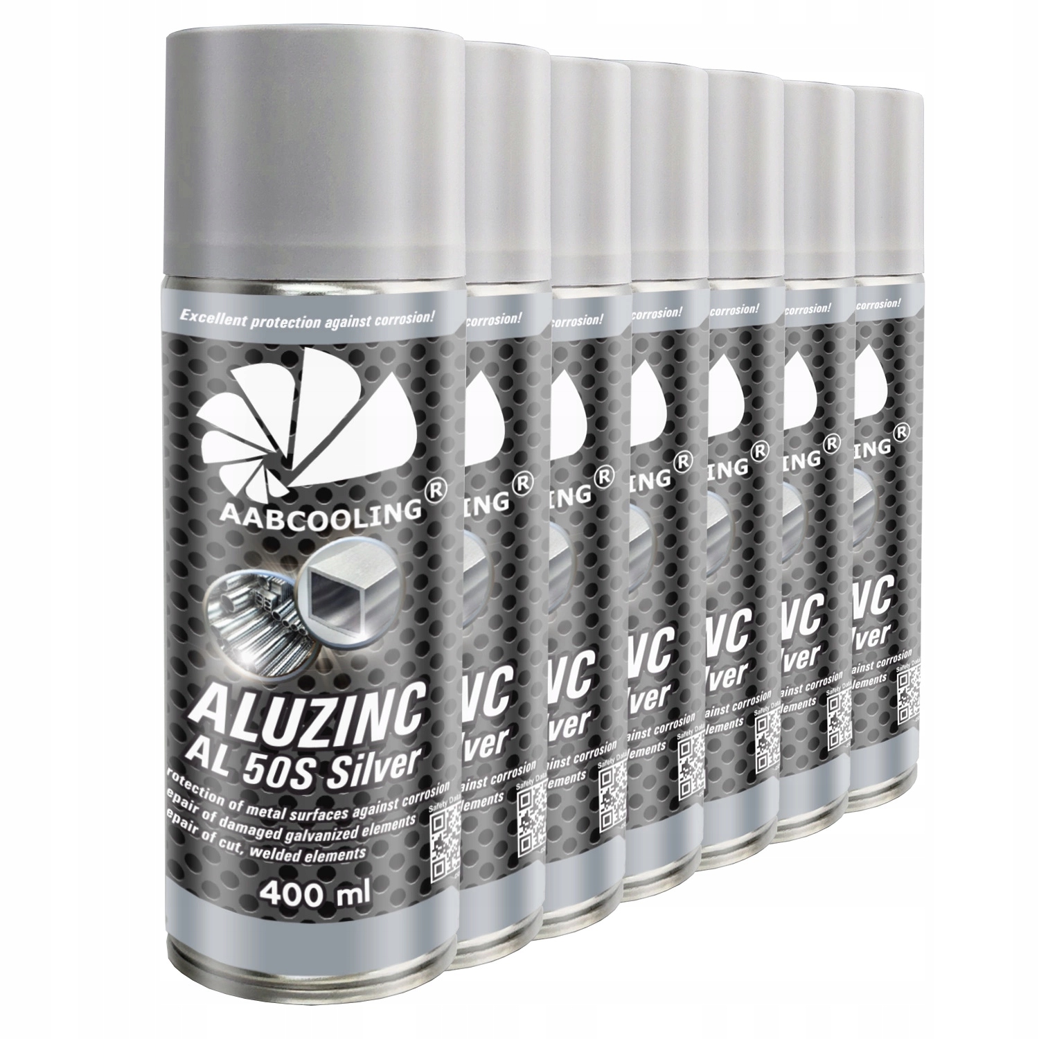 7x Alu-zinek Trvalá Ochrana Podvozku Sprej Proti Rzi Odolnost Stříbrný 400 ml