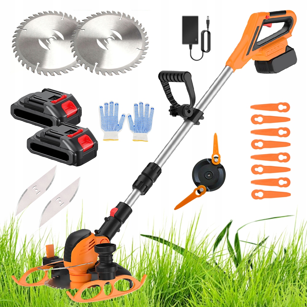 Akumulátorová Sekačka 21V 3V1 Zastřihovač Vyžínač Nože Nastavitelný 15000RPM