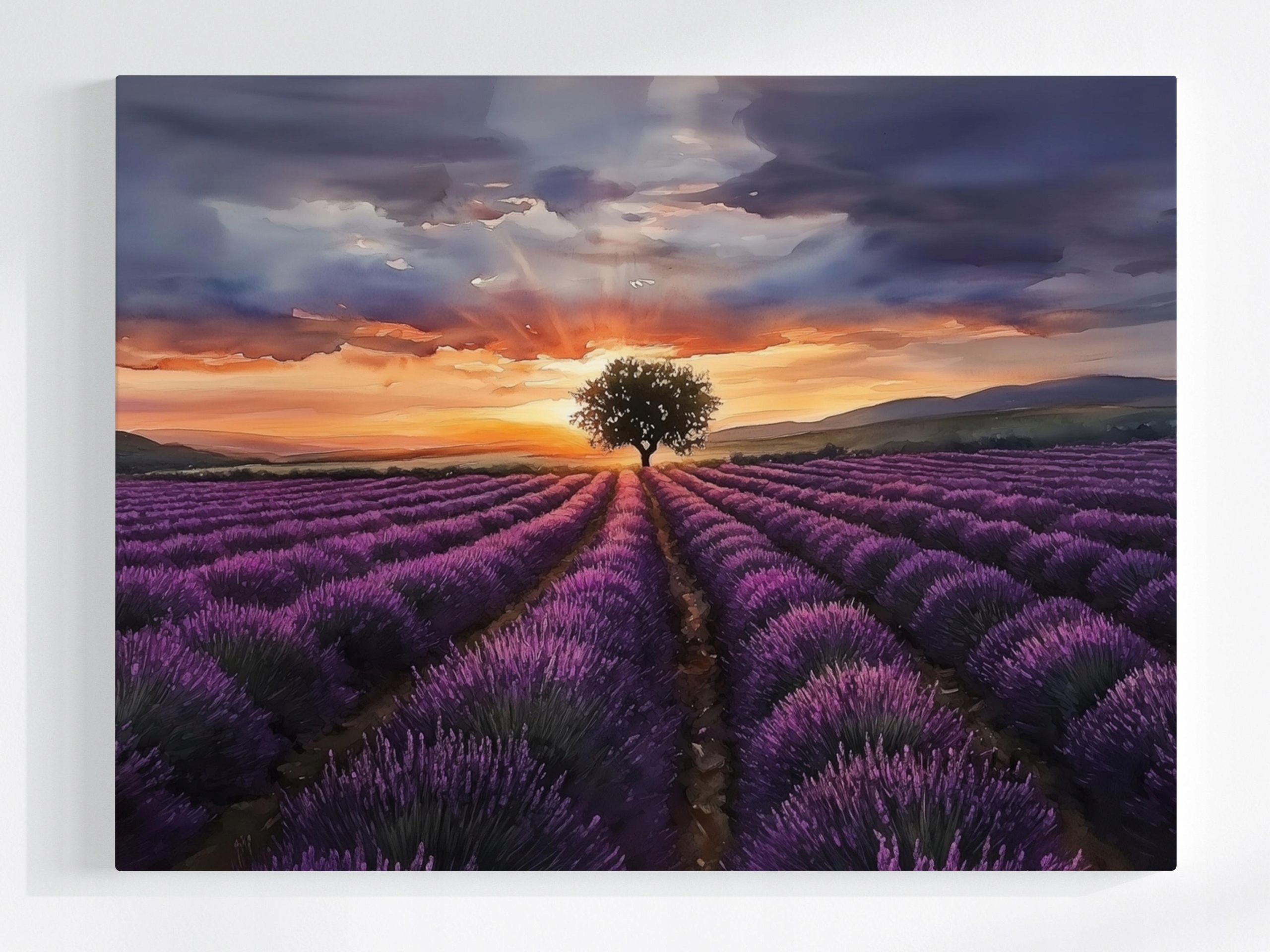 Obraz Na Plátně Canvas Pole Levandule Západ Slunce Provence 100x75